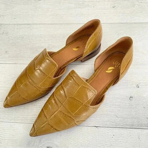 SARTO BY FRANCO SARTO Women Toby Pointed Toe Croco Burnt‎ Olive d'Orsay Loafer